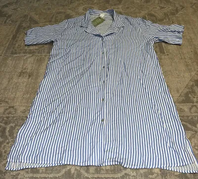 Womens H&M Blue White Stripe Button Down Night Gown Pj Size XS Xsmall New • $16