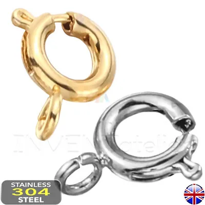 3x Bolt Ring Open SPRING CLASP 5-8mm Stainless Steel Necklace Bracelet   260 • £3.87