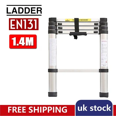 £29.47 • Buy Telescopic Ladder Extendable Steps Multi Purpose Loft Roof Ladder 1.4M Compact
