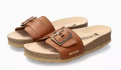 Mephisto Mabel Camel Waxy Slide Sandal Women's Sizes 35-42 NEW!!! • $179