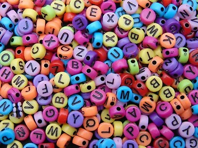 150 Pcs 7mm Mixed Colour Opaque Alphabet Letter Beads Round Kids Jewellery A291 • £2.39