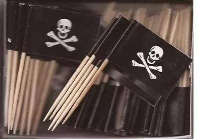 One Box Of 100 Jolly Roger Toothpick Flags 100 Small Mini Pirate Flags • $5.95