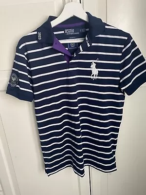 Wimbledon Tennis 2023 Ralph Lauren Polo Shirt Navy Ballboy Size Small S • £19