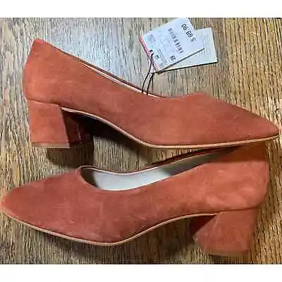 Zara Basic Collection Block Heel Pump Womens Size 39/8 Rust Suede MSRP $70 NWT! • $30