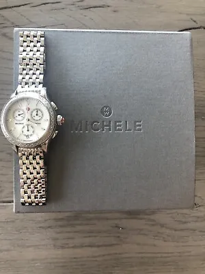 $1895 MICHELE Womens MW23A01A1025 Diamond JW2 Mother Of Pearl Chronograph Watch • $995