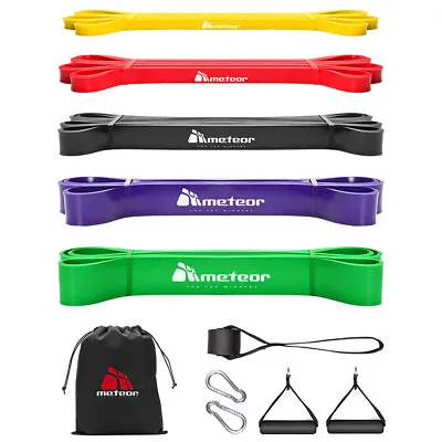 Meteor Essential Power Bands Resistance Loop Set Dumbbell Barbell Home Fitness • $39.95