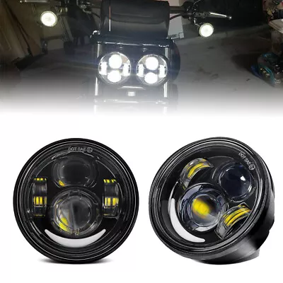 Motorcycle Dual Twin 4.65'' LED Headlight For Harley Dyna Fat Bob FXDF 2008-2016 • $71.99