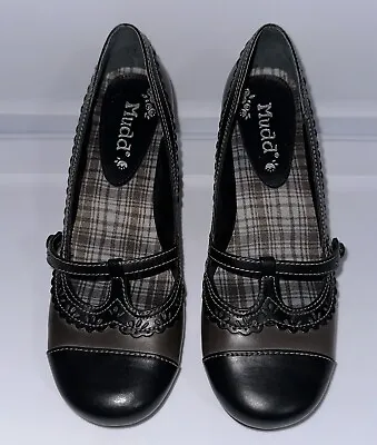 Mudd Maguire Brown Man Made Round Cap Toe Mary Jane Button Heels 8M • $36.54