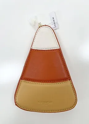 NWT Coach Leather Halloween Candy Corn Zip Coin Case Wallet FREE SHIPPING! • $69