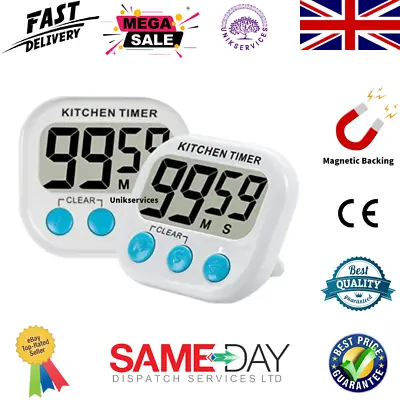 £1.99 • Buy Large LCD Kitchen Cooking Digital Timer Count Down Up Clock Loud Alarm Magnetic