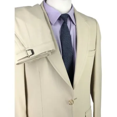 NWOT 38L Fashion Bar Colorado USA Mens 1970s Vintage 2 Button Suit Sand Cream • $99.95