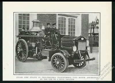 $29.97 • Buy 1916 Boyd Tractor Steam Fire Engine Philadelphia PA FD Photo Trade Article