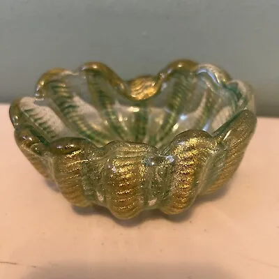 VTG Barovier & Toso Cordonato D'Oro Ashtray 1950s Murano Art Glass  Italy MCM • $74.47