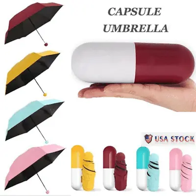 Mini Capsule Umbrella Windproof Anti-UV Sun /Rain Folding Small Pocket Umbrellas • $13.60