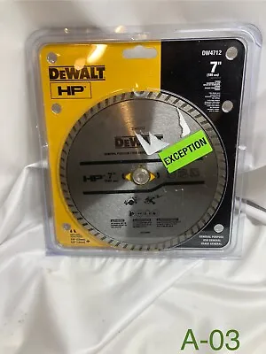 = Dewalt 7  High Performance Masonary Blade Turbo Trim Smooth Cut DW4712 NEW • $13.99