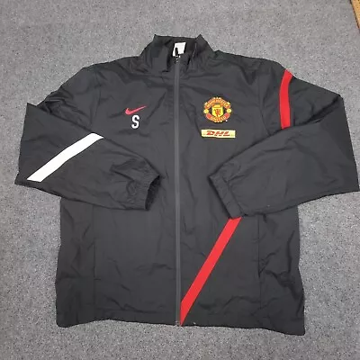 Manchester United Fc Jacket Mens LARGE Black Track Player Issue 2012-13 Size L • $96.79