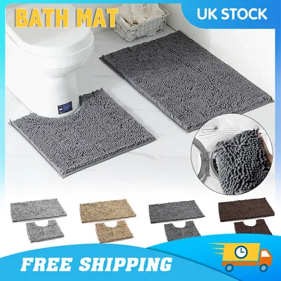 £7.99 • Buy Set Of 2 Zero Twist Bath Mat Non Slip Pedestal Toilet Bathroom Soft Rug Decor Uk