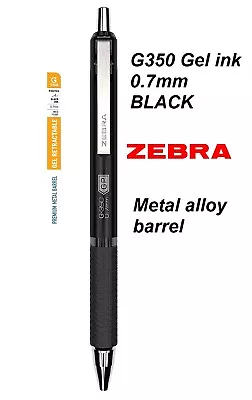 Zebra G350 Retractable Gel Pen Metal Barrel 0.7mm BLACK • $11.95