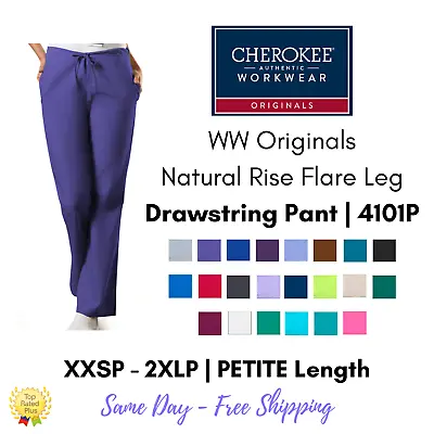 Cherokee Workwear Originals Flare Leg Drawstring Scrub Pant | 4101 PETITE • $17.98