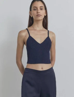 Viktoria Woods Lava Black Cropped Knitted Top Bralette V Neck Size 0 $59 • $59