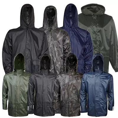 Mens Ladies Rain Jackets Waterproof Hooded Cagoule Outdoor Over Coat Windbreaker • £9.99