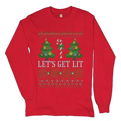$17.99 • Buy Let's Get Lit Long Sleeve T-shirt Ugly Sweater Merry Christmas Candy Cane