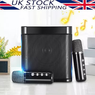 Karaoke Machine 2 Wireless Microphone Portable Bluetooth Karaoke Machine Speaker • £31.90