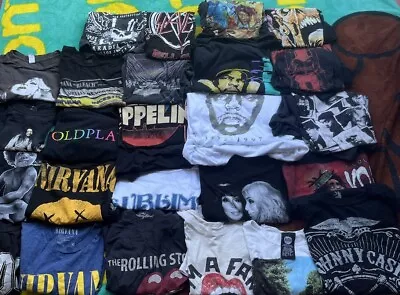 Lot Of 25 Band Concert Tour T-Shirt Men Various Sizes Wholesale Rock Rap Country • $100