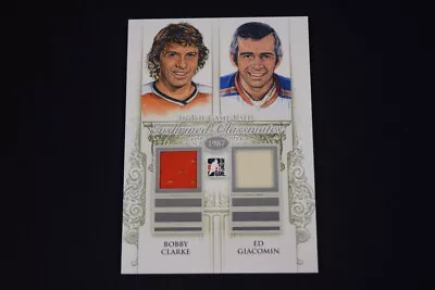 Ed Giacomin Bobby Clarke 2013-14 ITG Used Enshrined Classmates Jerseys Silver • $8