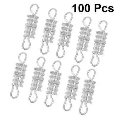 100 Copper Screw Clasp Jewelry End Caps For DIY Making (14x4mm Silver) • £7.89