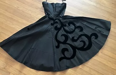 Stunning Vintage Dancing Dress Black Silk (?) Strapless Full Skirt • $65