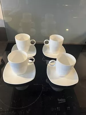 MAXWELL WILLIAMS CASHMERE BONE CHINA SQUARE CUP AND SAUCER SET X 4 • £20