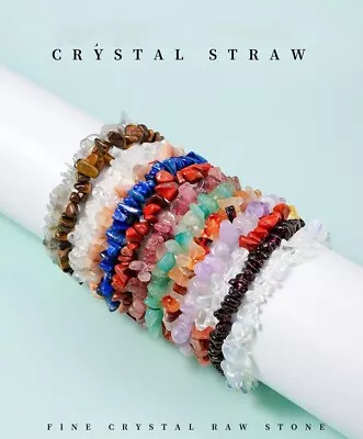 Crystal Gemstone Bracelet Bead Chakra Natural Stone Stretch Reiki Jewellery Gift • £3.33