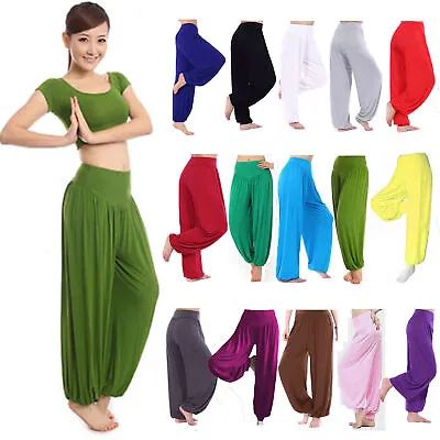 $13.96 • Buy Women Kids Loose Plain Bloomers Trousers Aladdin Hippie Yoga Sports Harem Pants