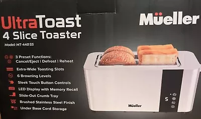 Mueller UltraToast Full Stainless Steel Toaster 4 Slice Long Extra Wide Slots • $34.99