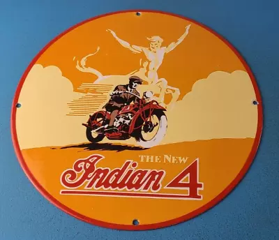 Vintage Indian Motorcycles Sign - Gas Pump Service Station Porcelain Sign • $139.37