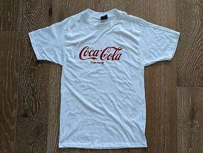 Sneakers Brand White 80s Vintage Coca Cola T Shirt Single Stitch Sz L 42-44 USA • $24.99