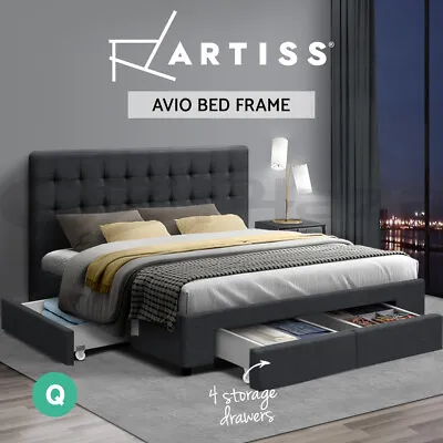 $341.95 • Buy Artiss Bed Frame Queen Size Base Mattress With Storage Drawer Fabric