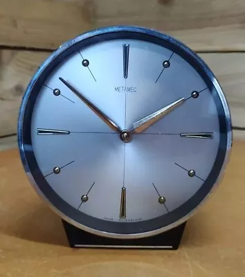 Metamec Silver Desk Mantel Clock - 60s 70s Retro Vintage Mid Century Modern  • £55.99