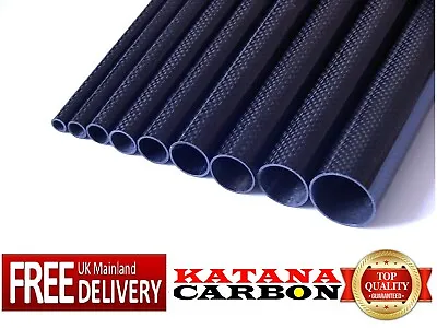 Gloss 3k Carbon Fiber Tube 1000mm Length All Sizes OD From 8mm To 62mm Plain • £60