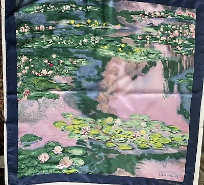 Museum Of Fine Arts Boston Claude Monet Water Lily Silk Scarf 35” X 35” • $20