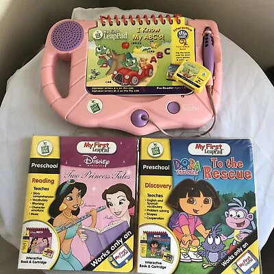 Interactive My First LeapPad Pink & Purple With 3 Books Cartridges Learning • $24.50
