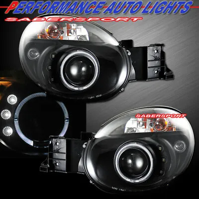 Pair Black Projector Headlights W/ Halo Rims For 2002-2003 Subaru Impreza WRX • $258