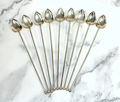 9 Vintage Watson Signed Sterling Silver Mint Julep Straw Spoons - 8.25  • $195