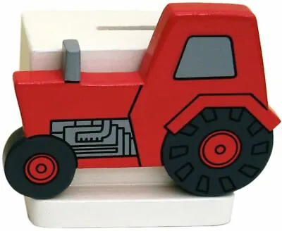 £23.99 • Buy Childrens Wooden Red Tractor Money Box  Piggy Bank, Saving Pot - Hand Made In UK