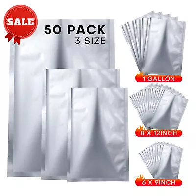 50Pcs Mylar Bags Moisture Proof Heat Seal Bag For Food Storage 6x9 /8x12 /10x14  • $9.99