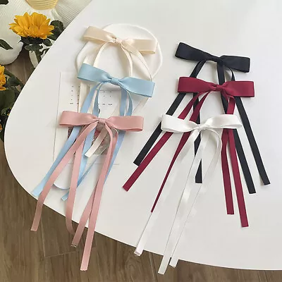 Hair Ribbon Bow Clips For Women Girl Tassel Hair Ribbons Hair Tie With Long Tail • £4.62