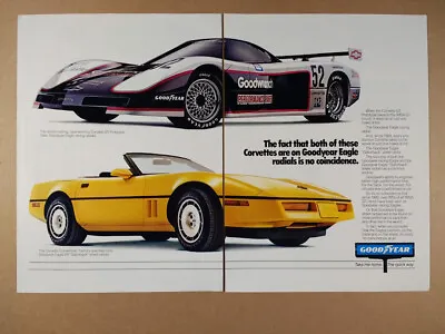 1987 C4 Corvette Convertible GT Prototype Race Car Goodyear Tires Vintage Ad • $16.98