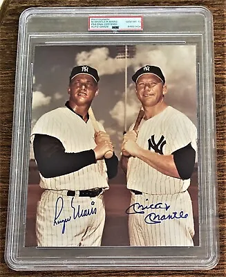1980's  PSA / DNA 10 MICKEY MANTLE & ROGER MARIS SIGNED / AUTOGRAPH 8 X 10 PHOTO • $4500