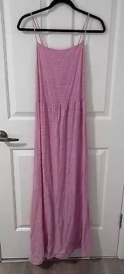 GHANDA - Pink Lined 100% Cotton Maxi Slip Dress Size L 12-14 BNWT RRP $79.95 • $45